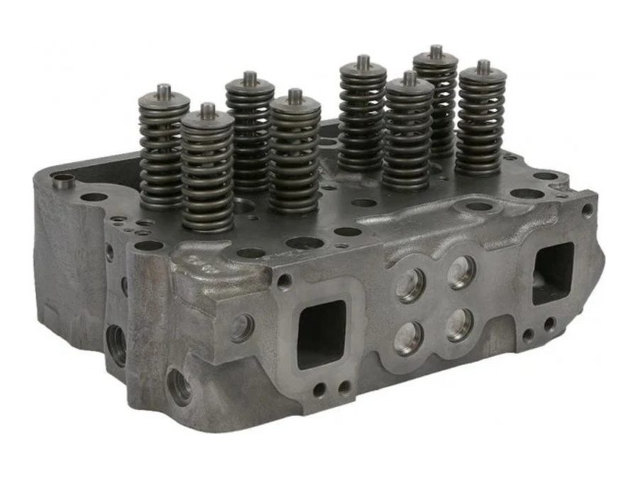 Loaded Cummins heavy-duty diesel cylinder head with valve springs