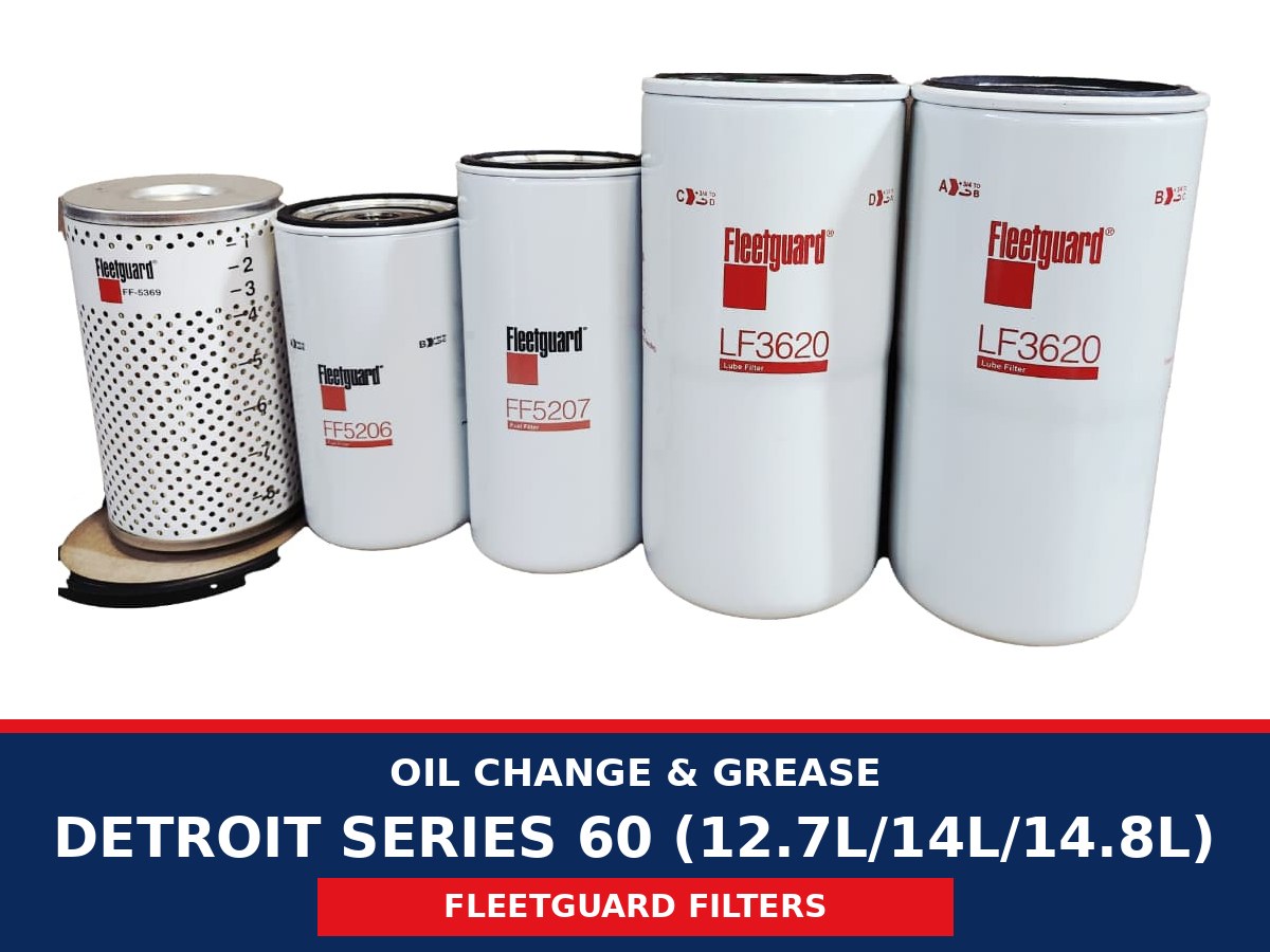 Oil Change & Grease – Detroit Series 60 (12.7L/14L/14.8L) (Fleetguard Filters)