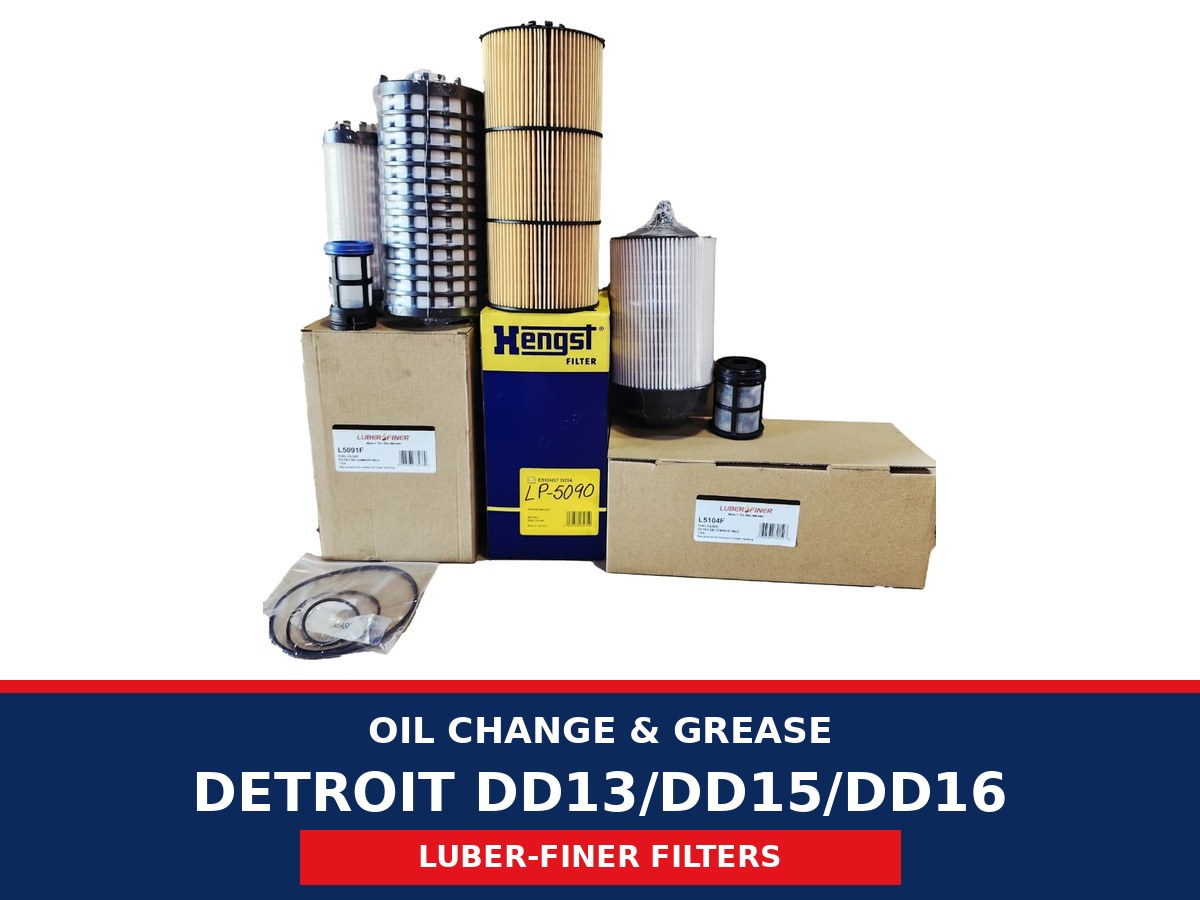 Oil Change & Grease – Detroit DD13/DD15/DD16 (Luber-finer Filters)