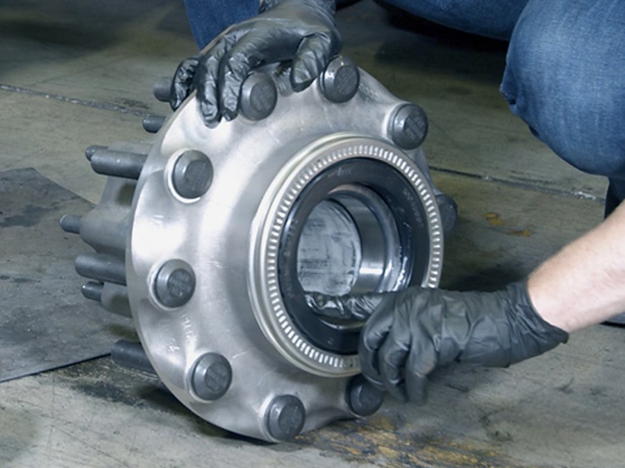 Trailer wheel hub and bearing service
