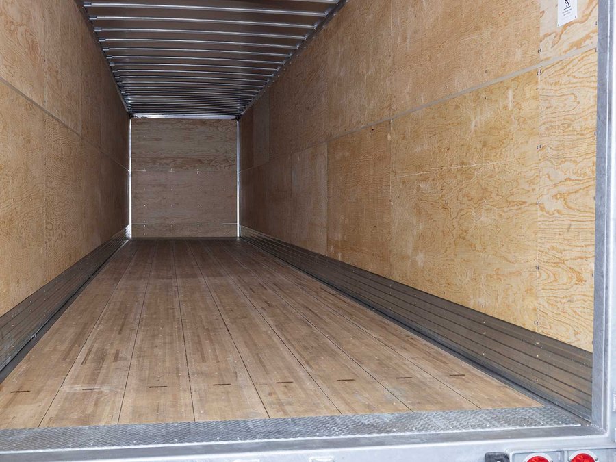 Dry van trailer plywood walls and hardwood floor